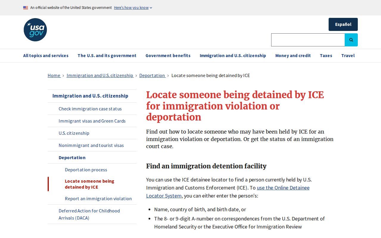 Cullman County released inmates ICE detainee locator search methods