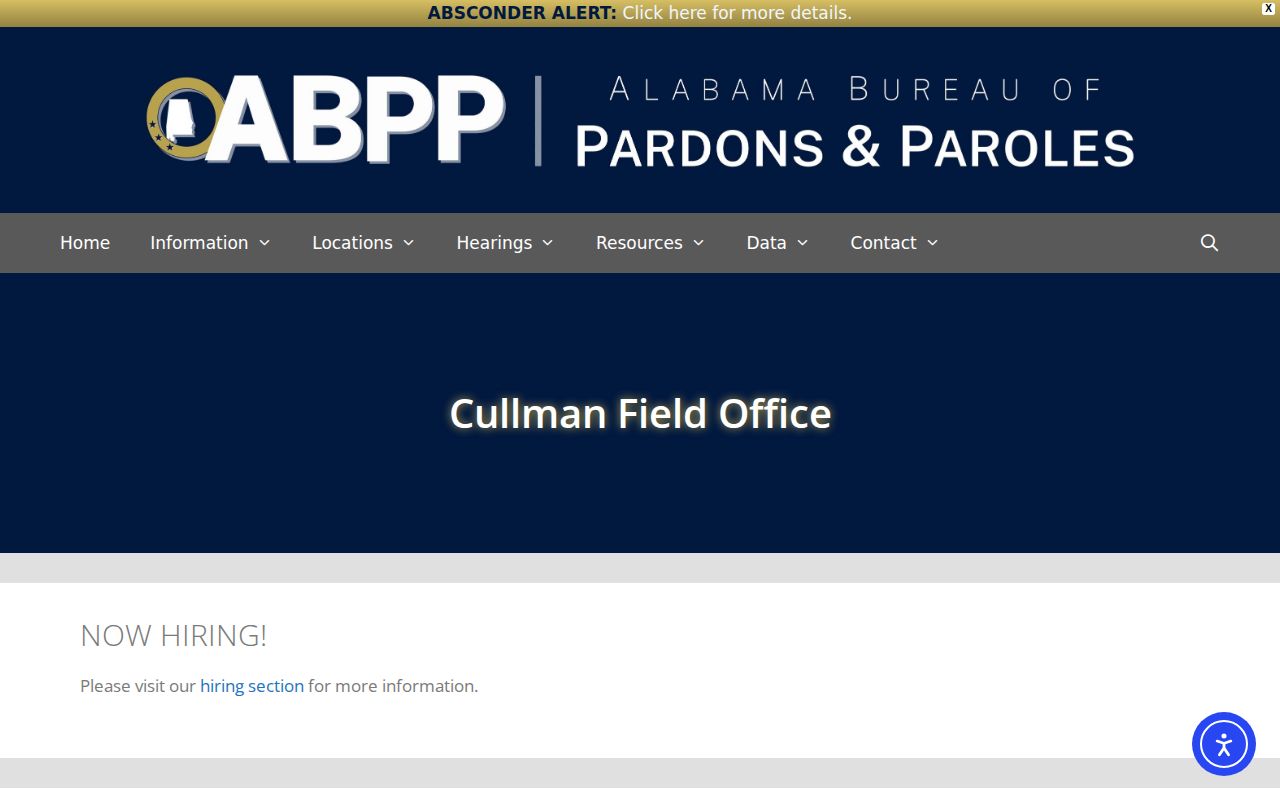 Cullman County probation and parole ABPP field office record