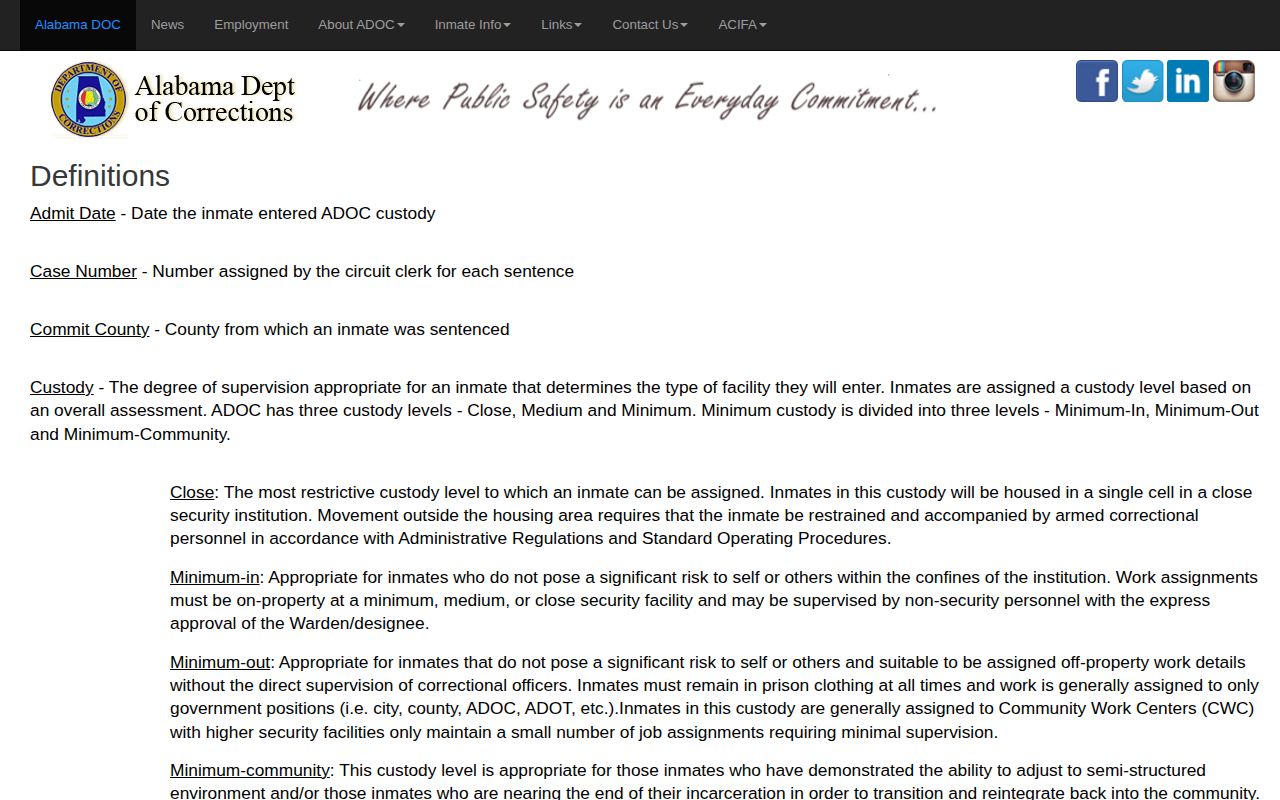 Cullman County projected release date ADOC Minimum Release Date definition
