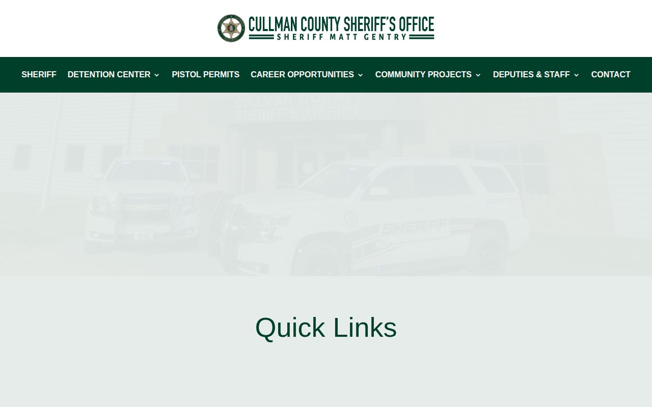 Cullman sheriff homepage quick links relevant to release mugshots and custody notification